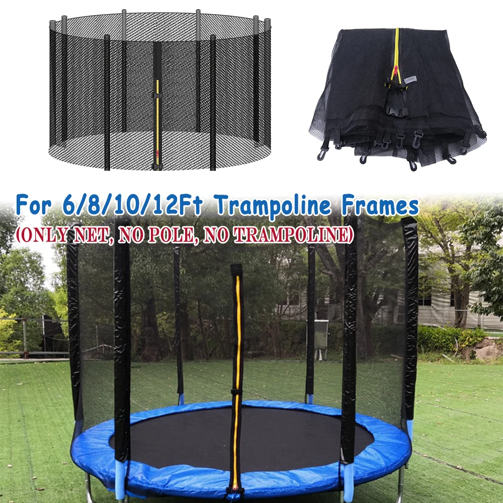 (Nur Netz, kein Stange) Trampolin-Sicherheitsnetz, Gehäuseschutz, Ersatz für 6/8/10/12 Fuß Trampolinrahmen mit Reißverschluss