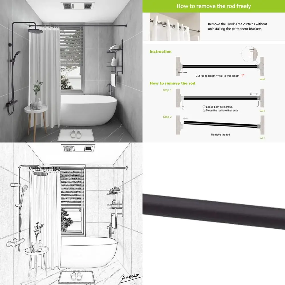 

60 Oil Rubbed Bronze Heavy-Duty Shower Curtain Rod with Mounting Flanges for Bathroom, Windows, and Closets