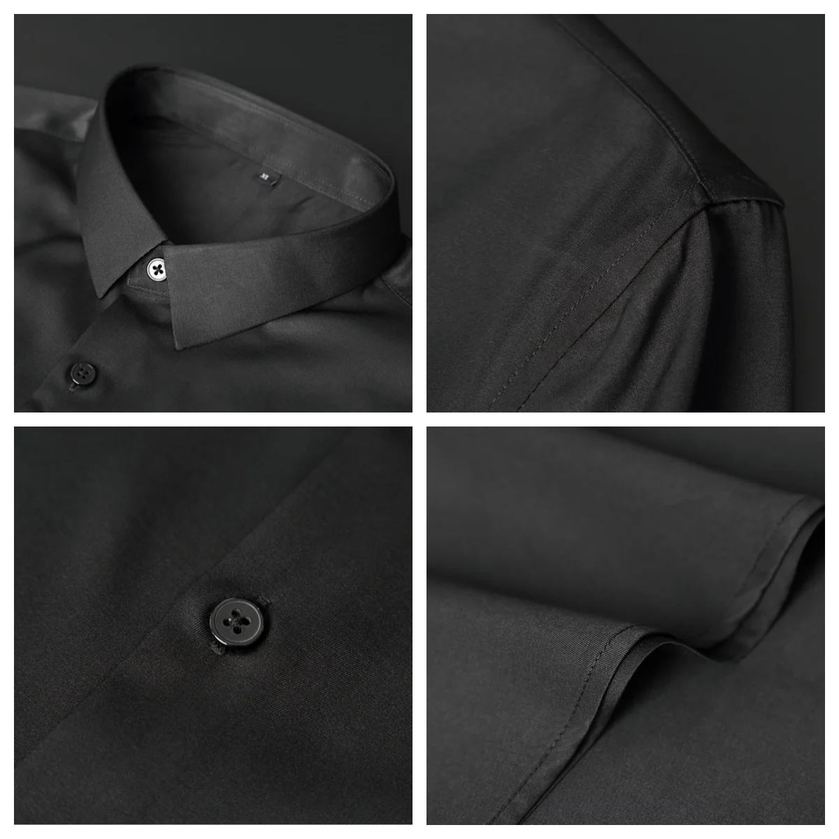 Micro Stretch 6XL Anti-wrinkle Work Shirt Men Long Sleeve Slim Fit Short Sleeve Shirts for Men Causal  White Black