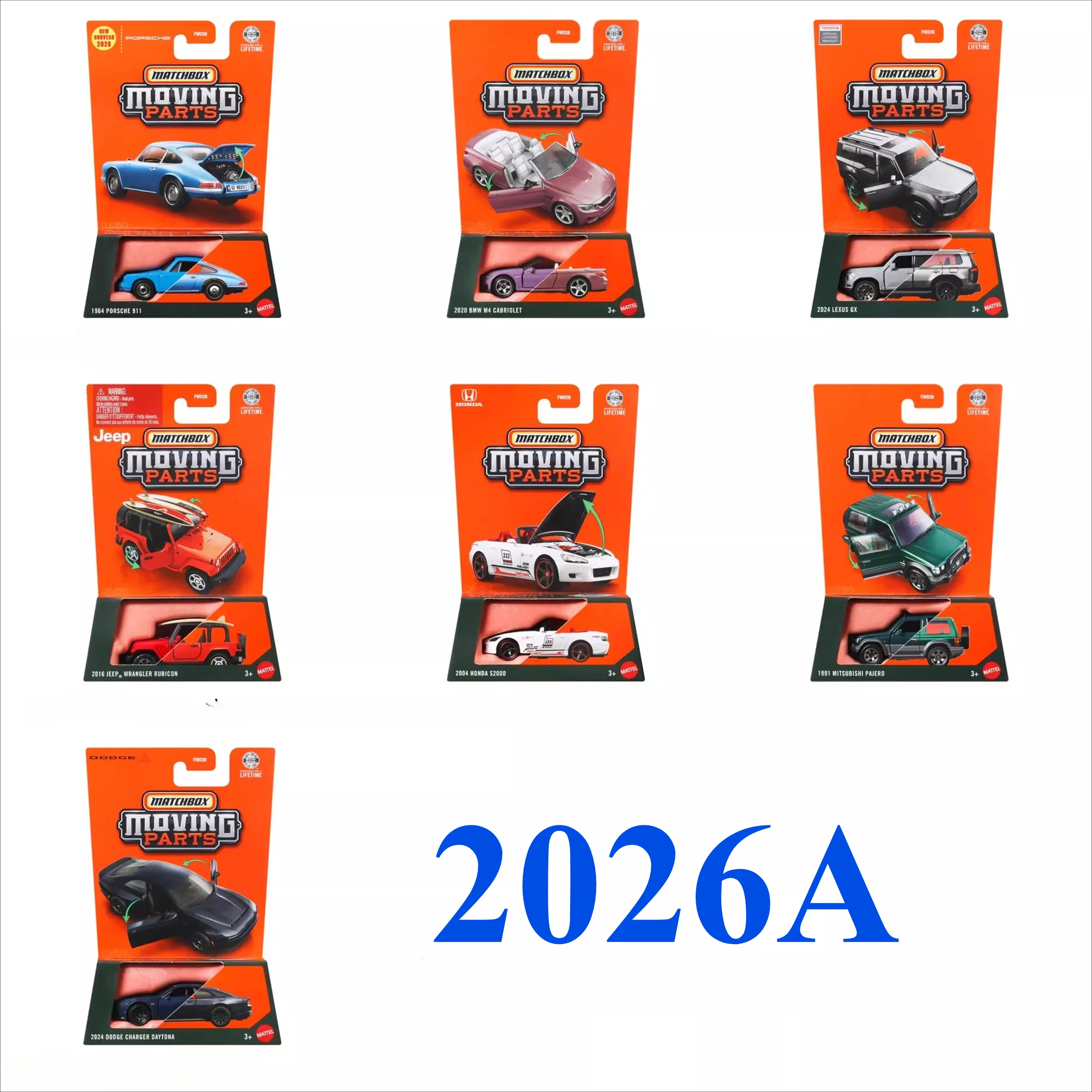 En Stock, piezas móviles de coche originales Matchbox, Dodge Charger Daytona Honda S2000 Jeep Wrangler, modelo de vehículo, juguetes para colección de niños