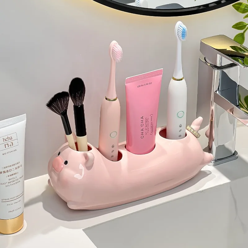 Cute Dachshund‑Shaped Electric Toothbrush Base Holder,Multi‑Purpose Desktop Organizer for Toothpaste Cosmetic Brushes Playful