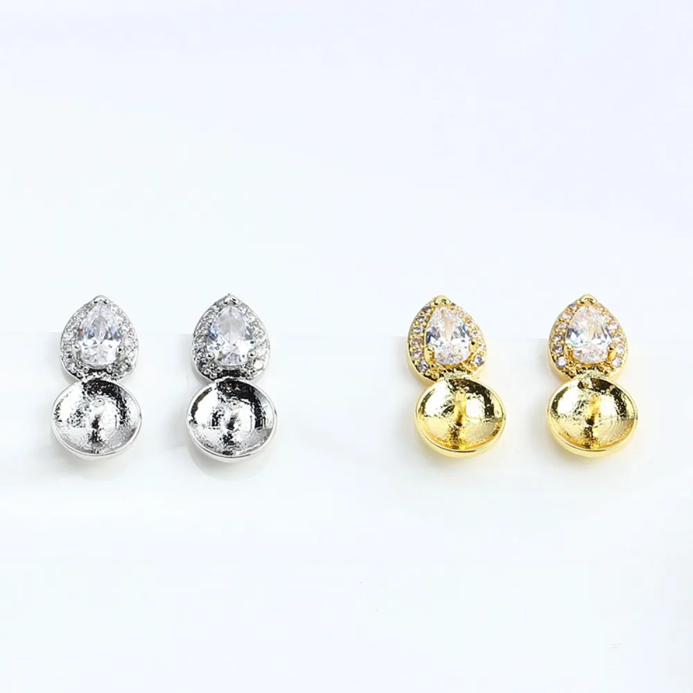 

6PCS S925 Sterling Silver Needle 18K Gold Wrapped Plated Brass Earring Settings Diy Jewelry Pearl Earrings Accessories