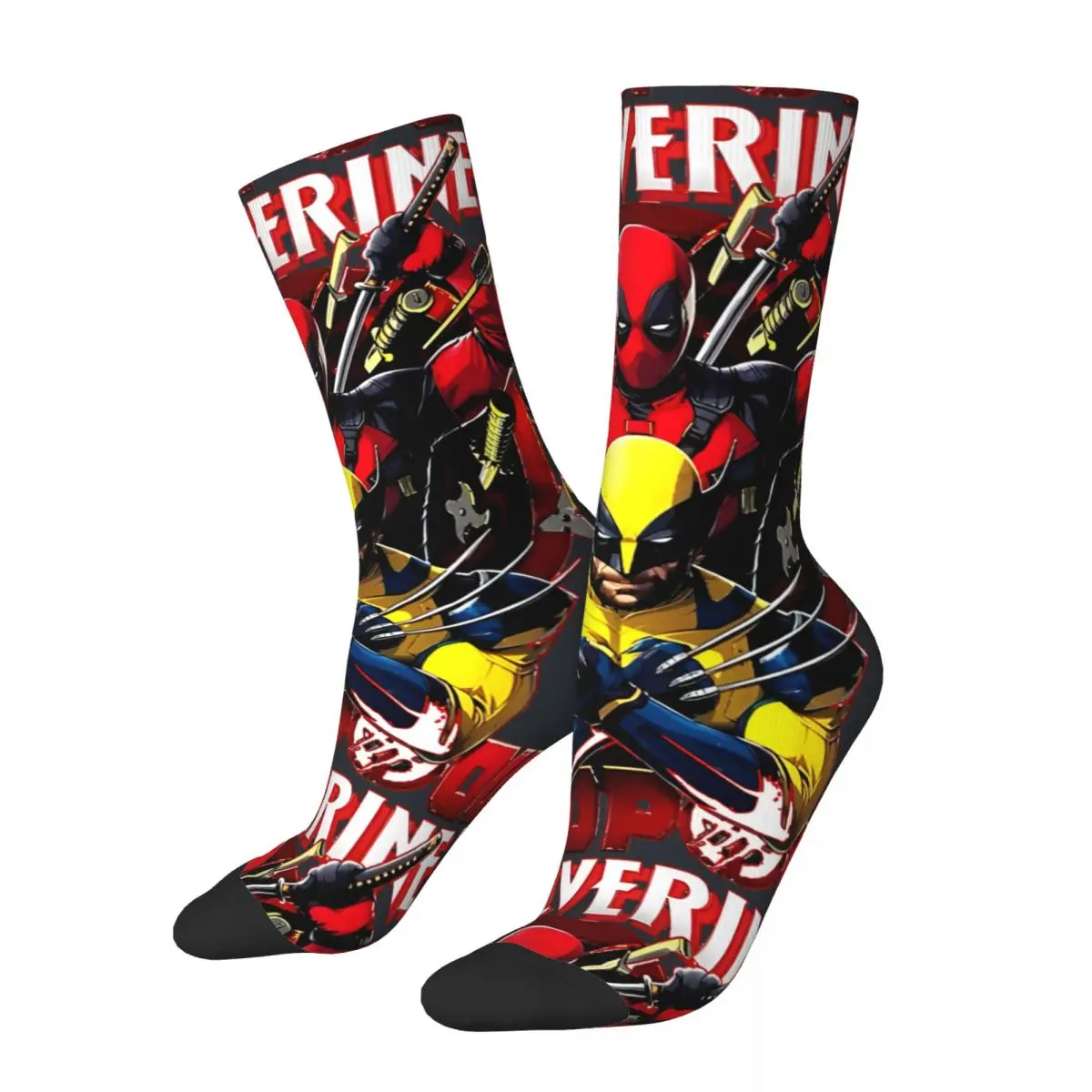 Vintage Weapon X Dead Poster Men's compression Socks Unisex Disney Marvel Deadpool & Wolverine Film Printed Novelty Crew Sock