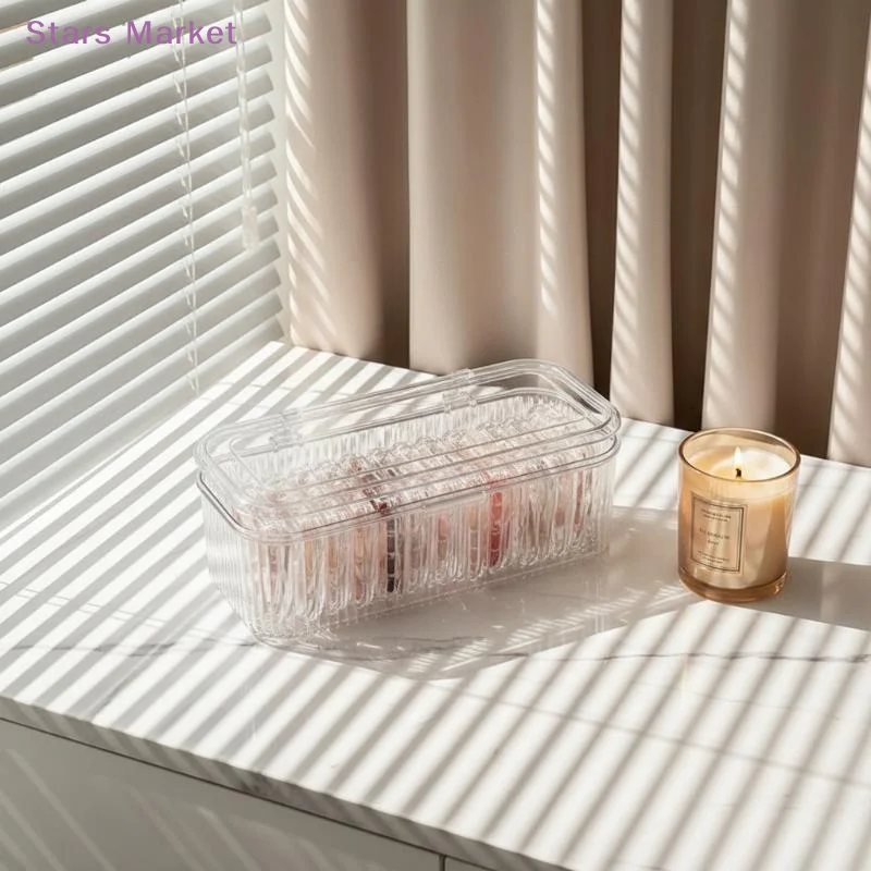 New Transparent Lipstick Nail Storage Box With Dustproof Lid Large Capacity For Makeup Small Item Storage Box