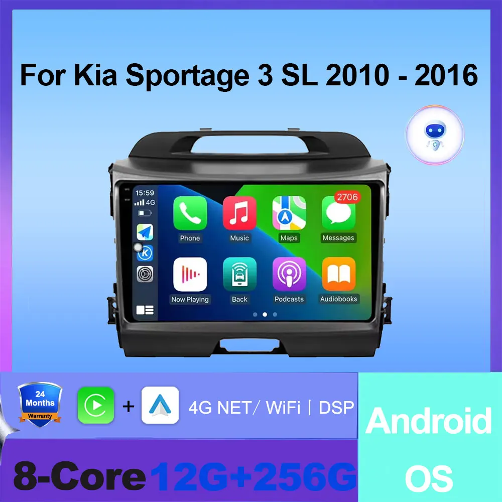

Wireless Carplay Auto For Kia Sportage 3 SL 2010 - 2016 Car Radio Multimedia Video Player Navigation stereo GPS Android 15 Radio