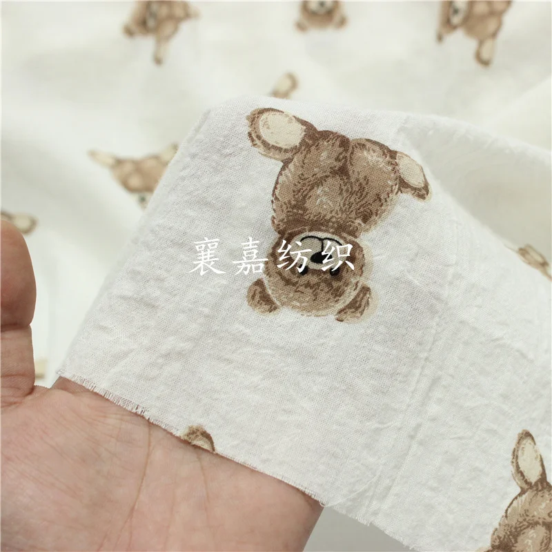 100x135cm Bear Double Gauze 100% Cotton Fabric for Make Baby Clothes / Sleepwear / Shirts / Skirt