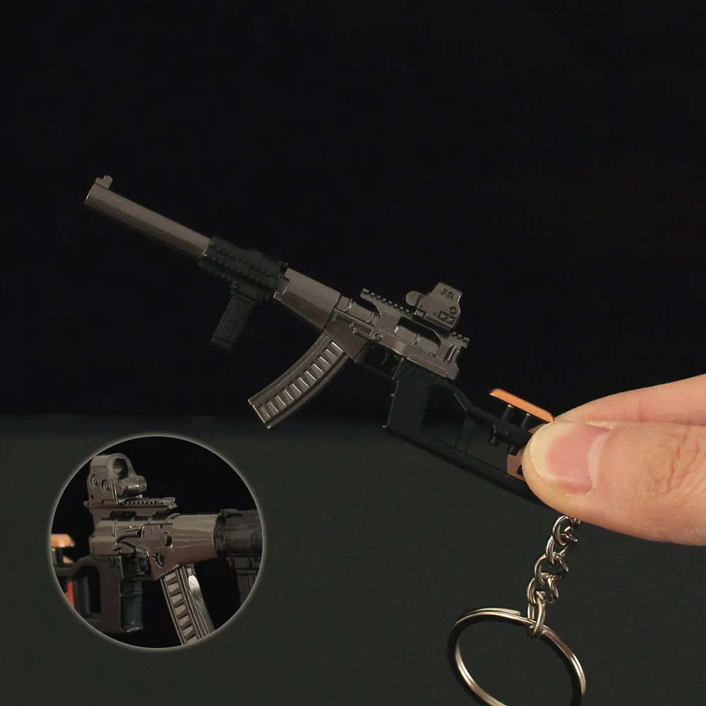 9cm Mini Gun Model VSS Keychain Model Jewelry Weapon Metal Pendant Key Chain Chaveiro Bag Car Key Holders Gift For Kids Men