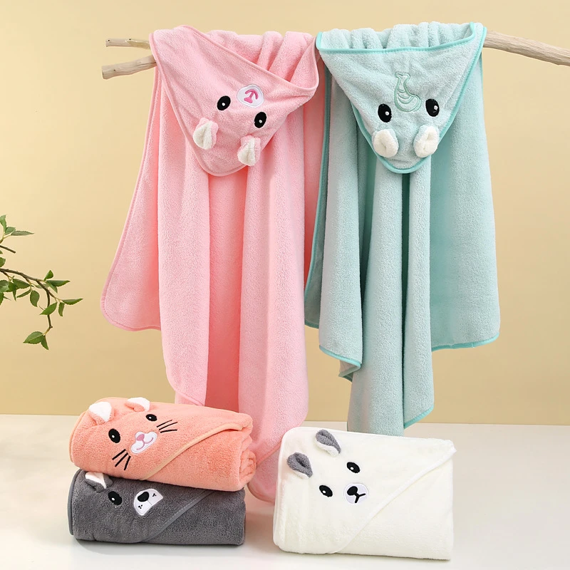 Cute Bath Towel 80cm*80cm for Baby Soft Absorbent Towel Newborn Swaddle Wrap Baby Blankets for Girls Boys