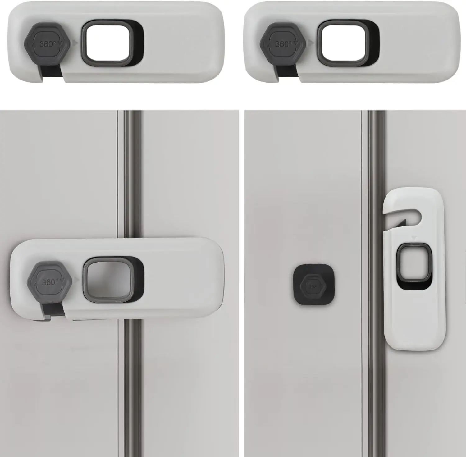 Child Proof Fridge Lock with Sticky Adhesive Pads Baby Safety Locks for Fridges Cabinets Drawers Double Doors