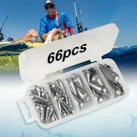 Juego de 66 Uds de pesas de pesca, plomos y conectores giratorios de pesca, pesas de plomo multimodelo y broche de barril giratorio de acero al carbono