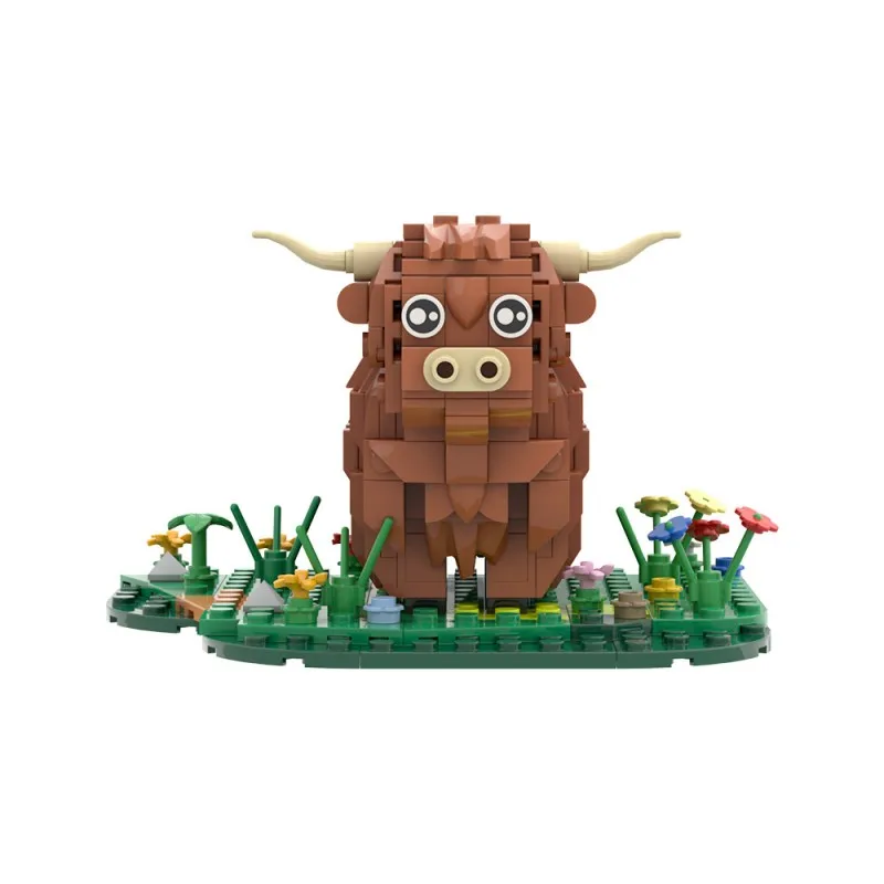 MOC Highland Cattle Bausteine Kit Realistische Tier Schottische Kuh Kyloe Spielzeug Bauernhof Ziegel Rinder Erwachsene Mädchen – Detail 4