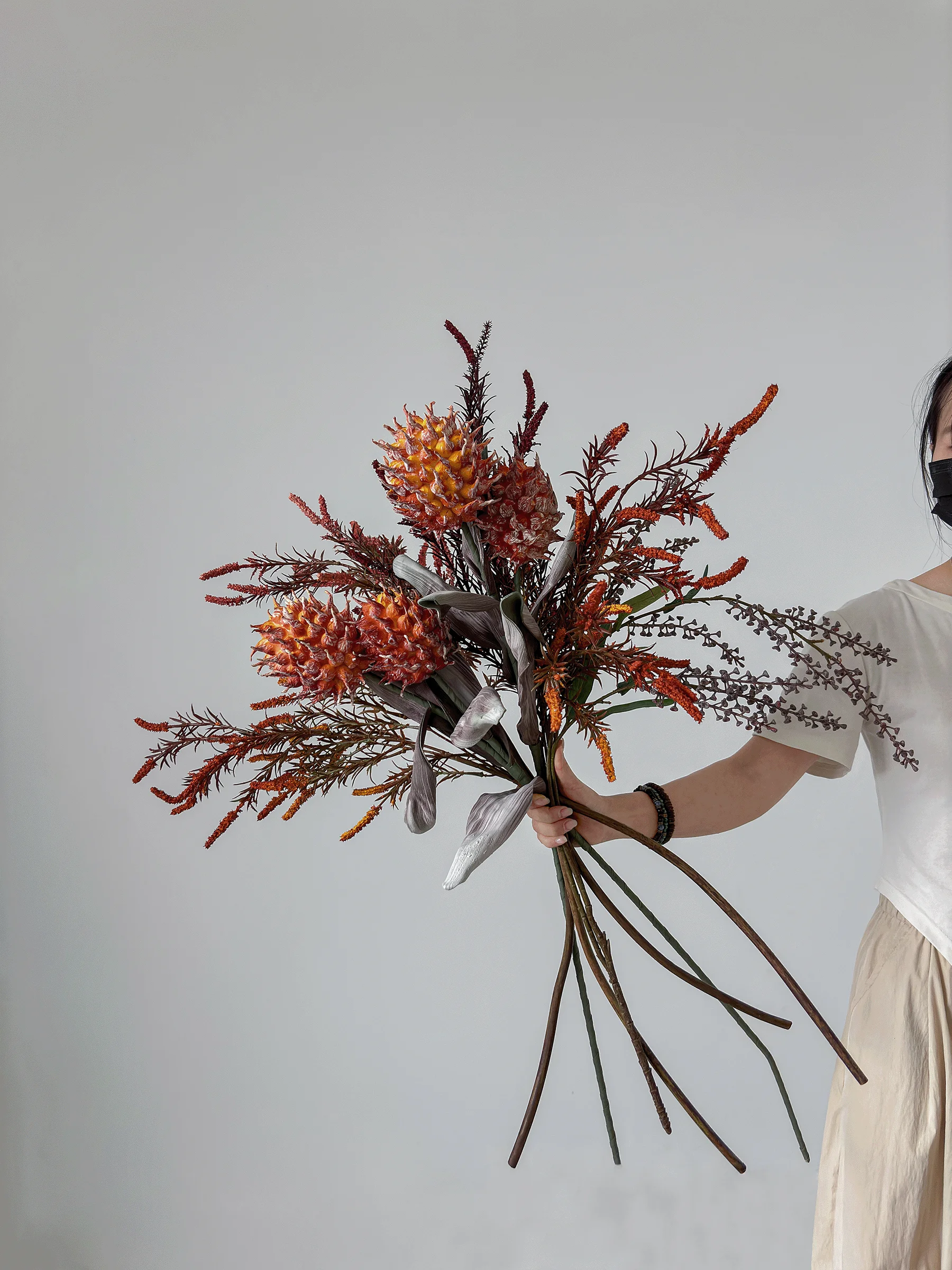 

Искусственный букет реалистичных цветов для отелей, демонстрационных залов, винтажный, элитный, из пенопласта, для домашнего декора, настольная композиция