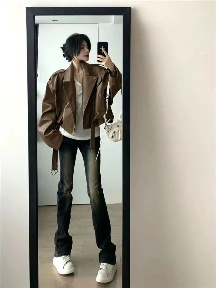 

Low Waist Extended Length Bell Bottom Jeans Women's Autumn Winter Spring Vintage Washed American High Street Style plus Size