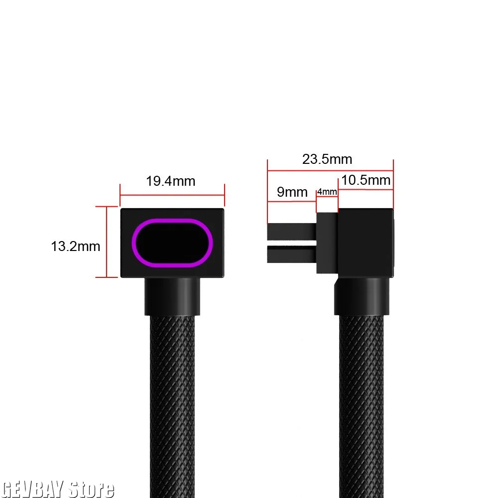 CPU8PIN ARGB PC Cable Extension To Motherboard 5V 3Pin 18AWG 90° Right-Angle Design Male-To-Female Connectors