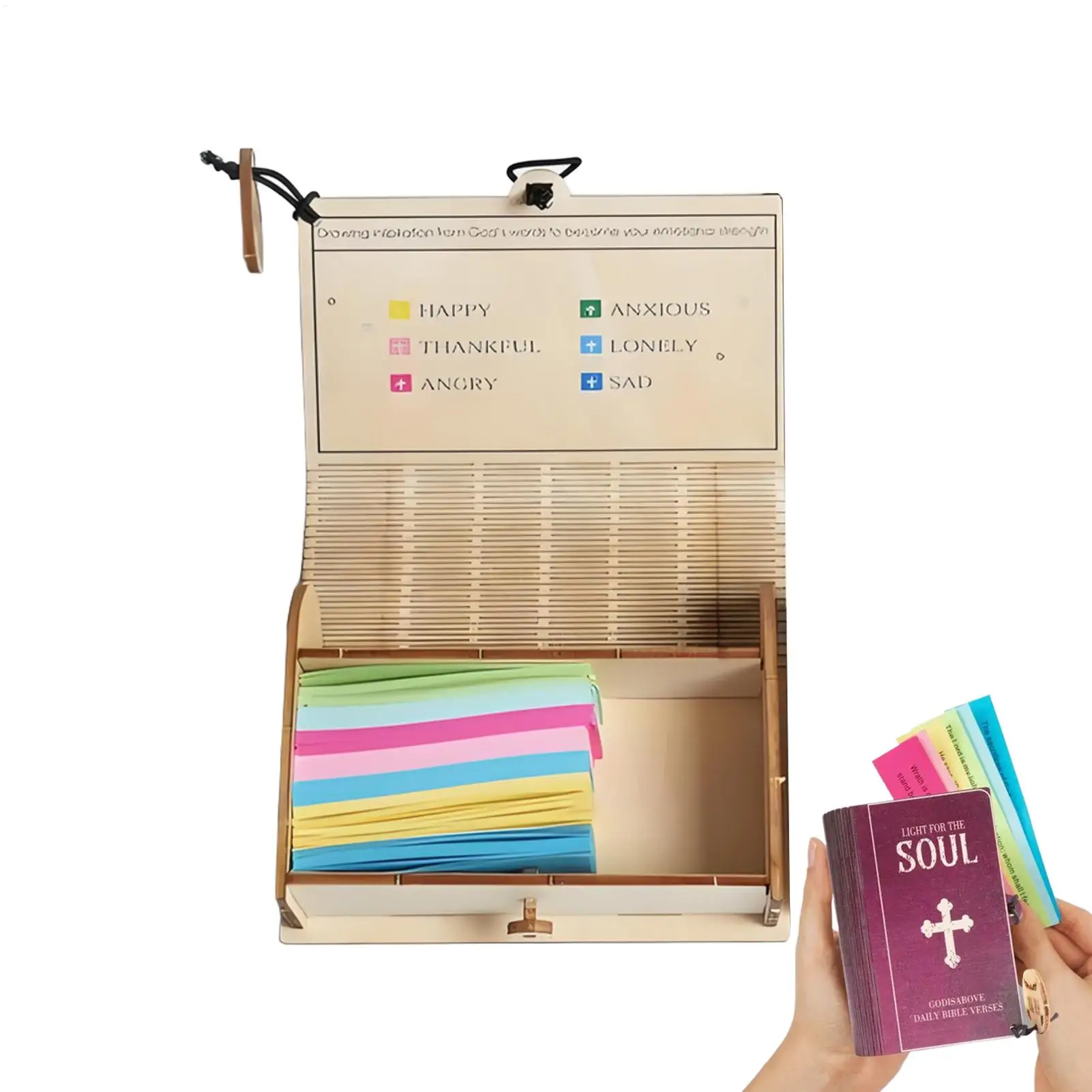 Wooden Bible Verses Box with 90 Prayer Cards Christian Bible Storage Case Bible Verse Prayer Card For Adults Daily Encouragement