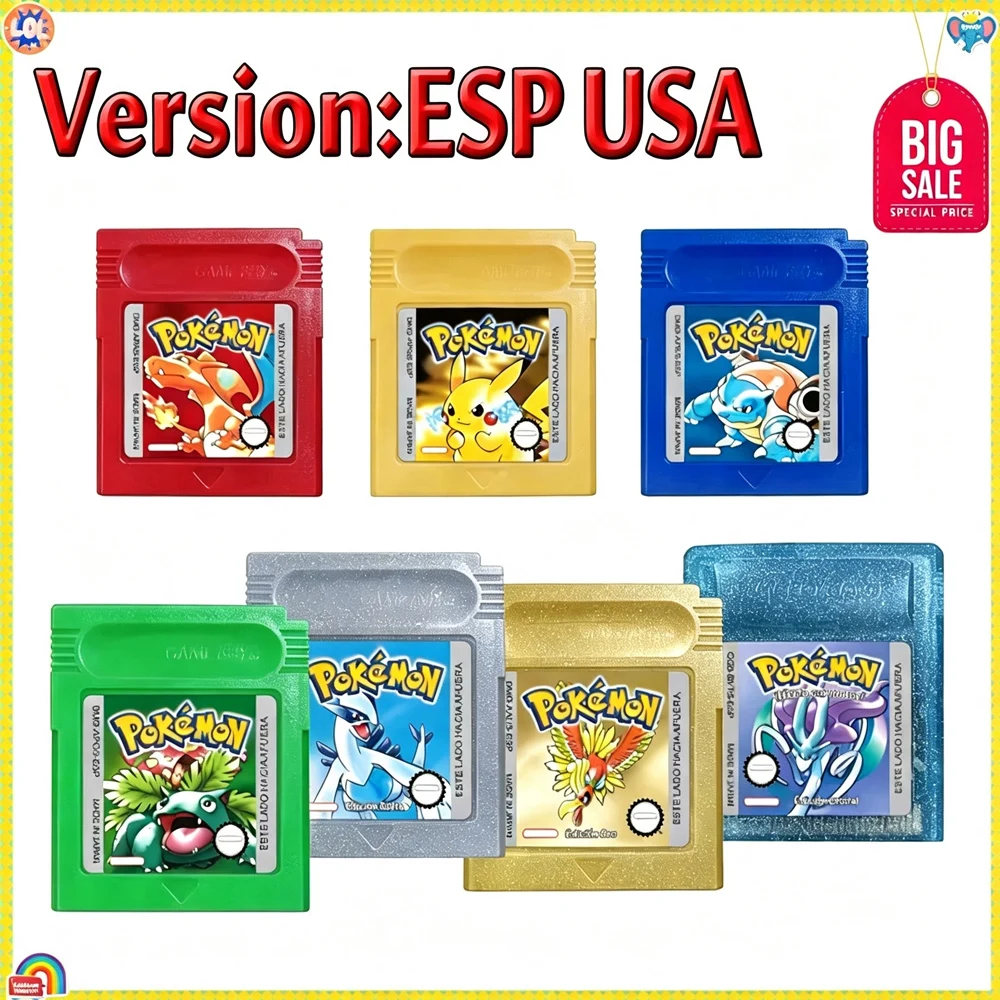 Retro Gaming Pokemon - Pokemon GBC Game Card 16-bit Game