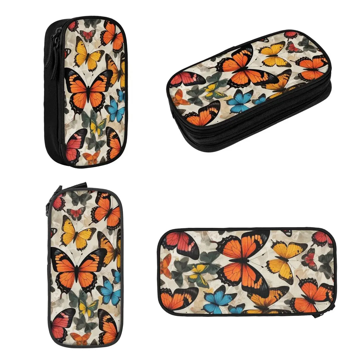 Beautiful Butterflies Painting Artwork Print Design Pencil Cases Big Capacity Pen Bags Pen Box Pencil Pouch For Boys Girls