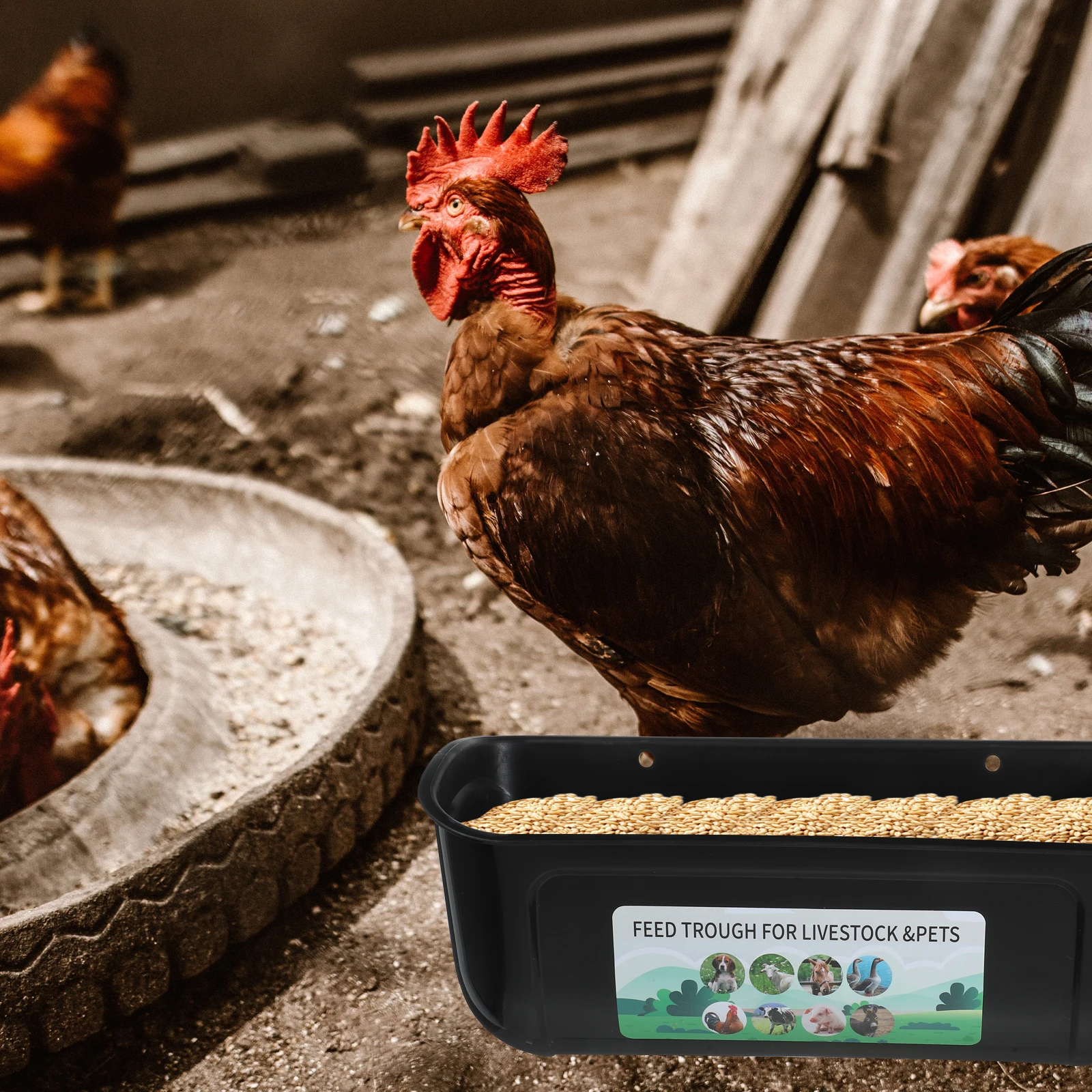 

2 Pcs Automatic Chicken Feeders Large Capacity Durable Plastic Poultry Feeder Water Trough Farm Livestock Supplies Easy Clean