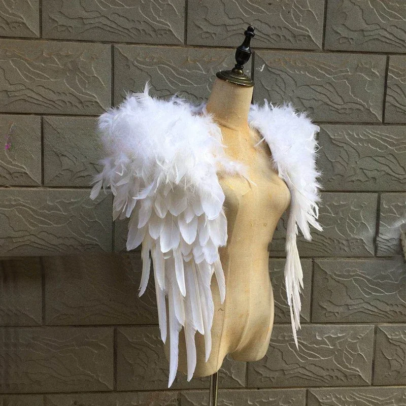 Customized Victoria's Secret Wings Props White Feather Shoulder Knot Shawl Model Catwalk