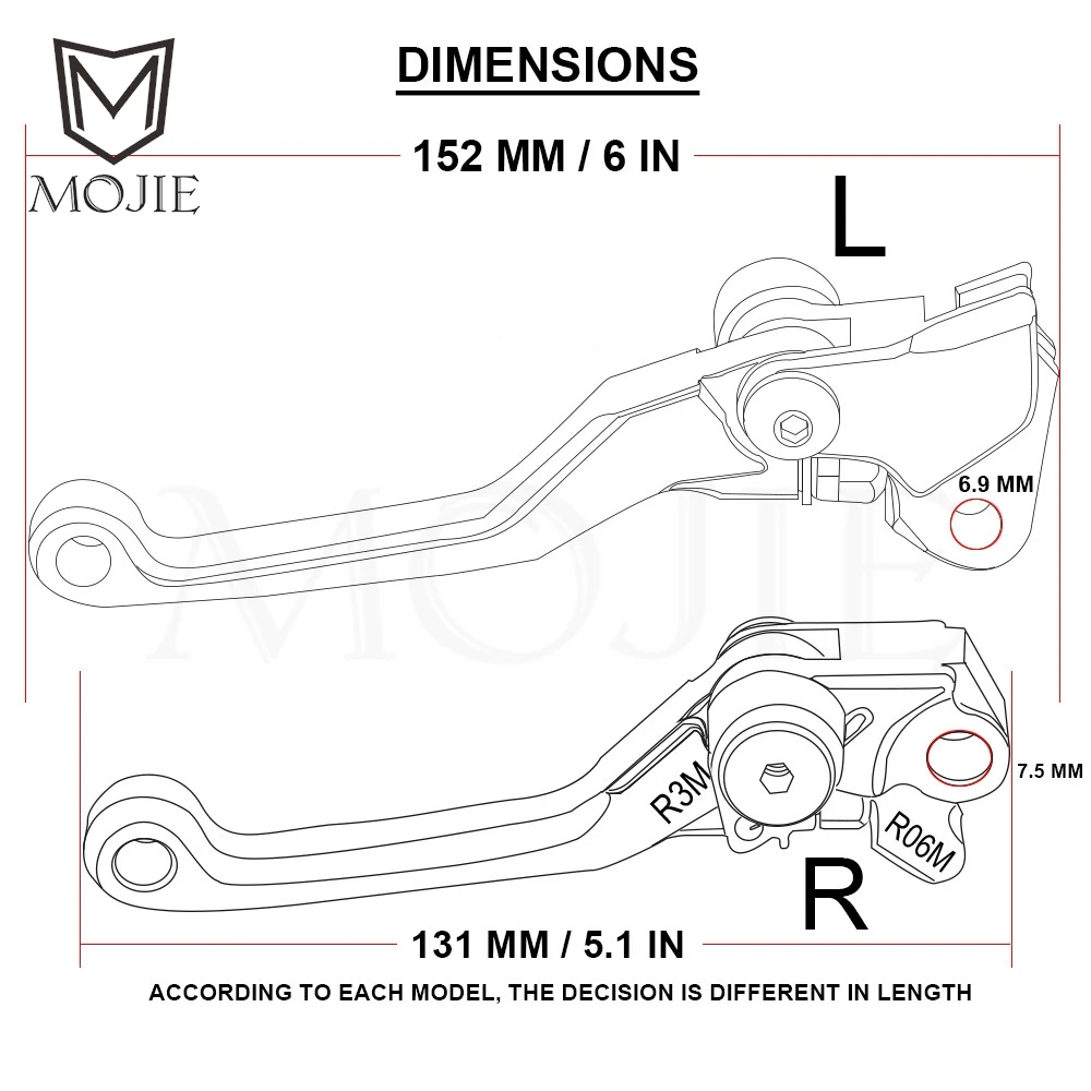 Motorcycle Pivot Clutch Brake Levers For Yamaha YZ65 YZ80 YZ85 YZ125 YZ250 YZ250F YZ 65 80 85 125 250/F Dirt Bike Lever Handle 5