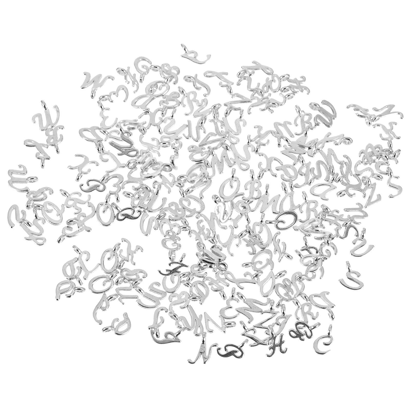 104 Pcs Letter Accessory Pendant Necklace Making Silver Jewelry Charms Alphabet Earrings