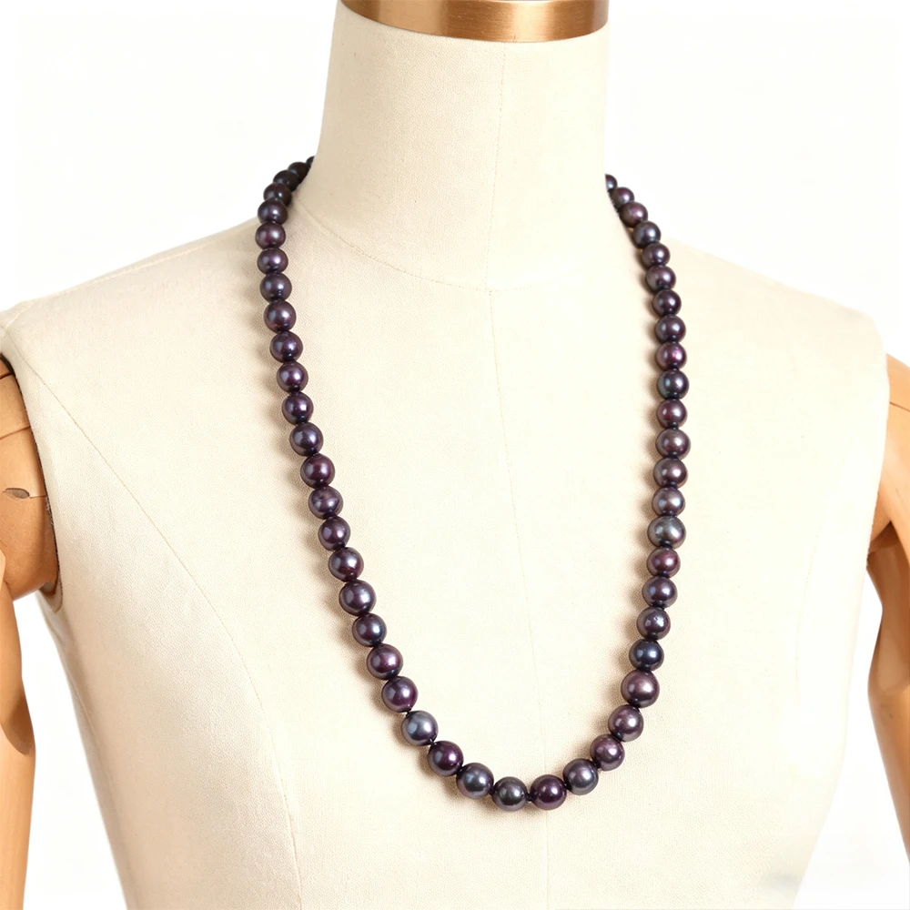 

9-10mm Natural Freshwater Pearl Blue-Purple Near-Round for Making Jewelry DIY Bracelet Necklace Accessories Christmas Gift Wo