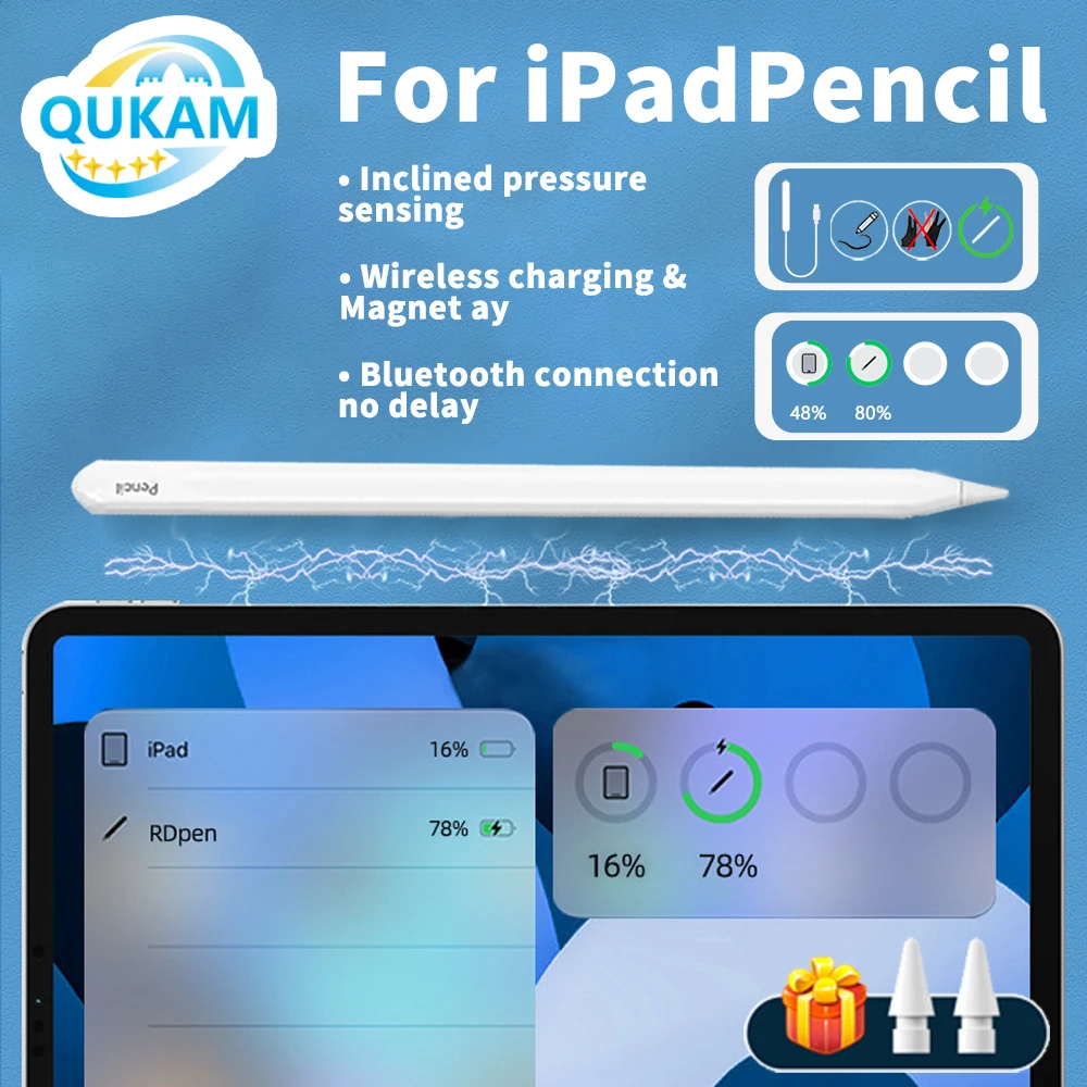 

New 2018-2025 Magnet Stylus For Apple Pencils With Wireless Charging Palm Rejection For iPad Pen Air Mini Pro Tablet Accessories