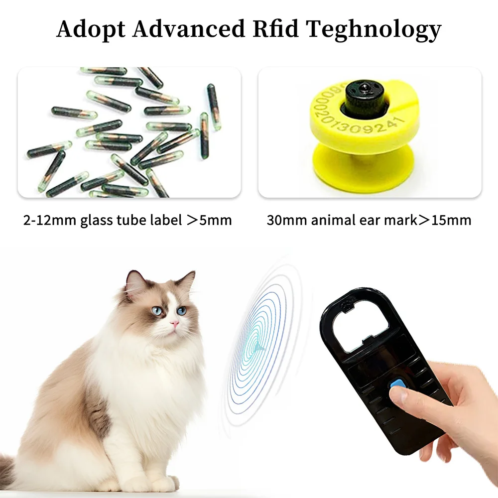 قارئ الرقائق الدقيقة للحيوانات الأليفة 134.2 كيلو هرتز شارة الماسح الضوئي تتفاعل الحيوان الأذن علامة الكلب تتفاعل 125 كيلو هرتز قارئ EMID FDX-B بروتوكول الماسح الضوئي #3