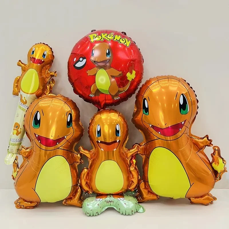 5pcs Pokemon Ball Pikachu Aluminum Film Balloon Handheld Stick Pokemon Fire Dragon Children's Birthday Pokemon-themed Set