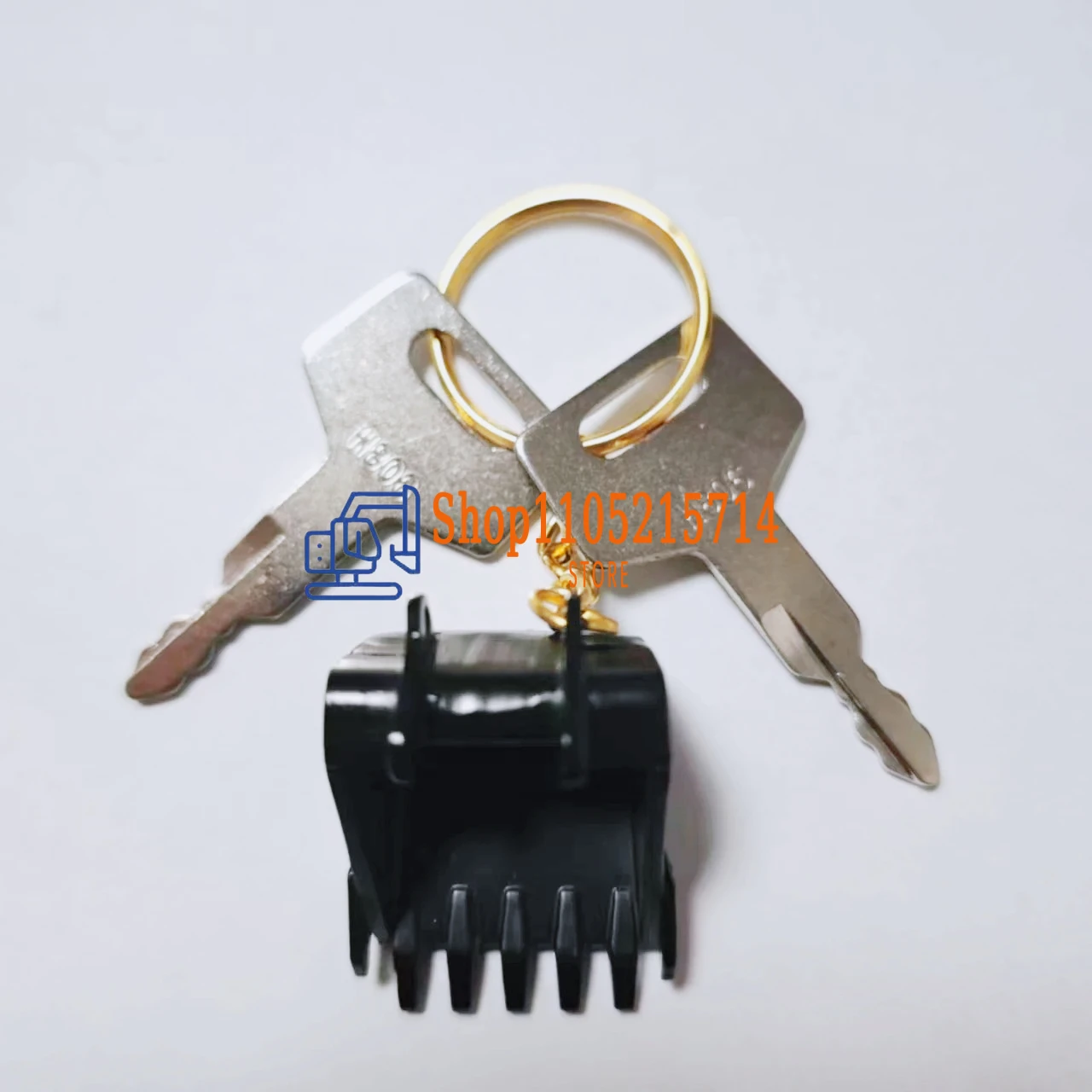 2pcs H806 Excavator Key with Keychain for Takeuchi 60/75150/160/175/180 Fuel Tank Cover Ignition Switch Start Key