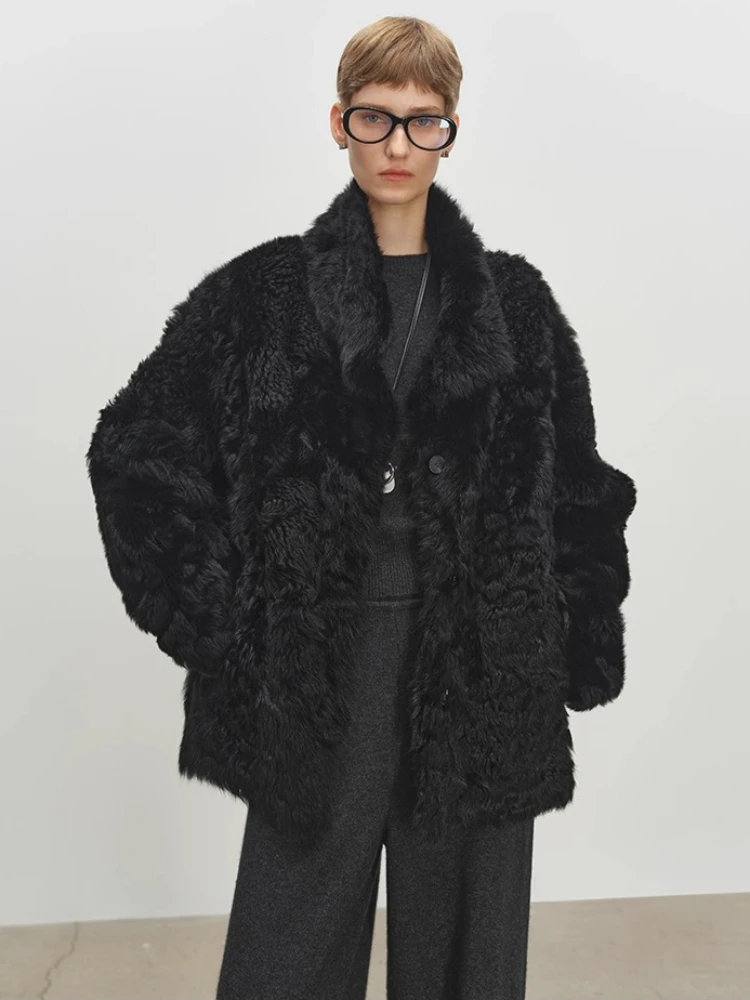 الراقية الفاخرة توسكانا لامب سترات من الفرو للنساء 2025 جديد بسيط الوقوف طوق رقيق شتاء دافئ جلد طبيعي معطف الفرو الحقيقي #1