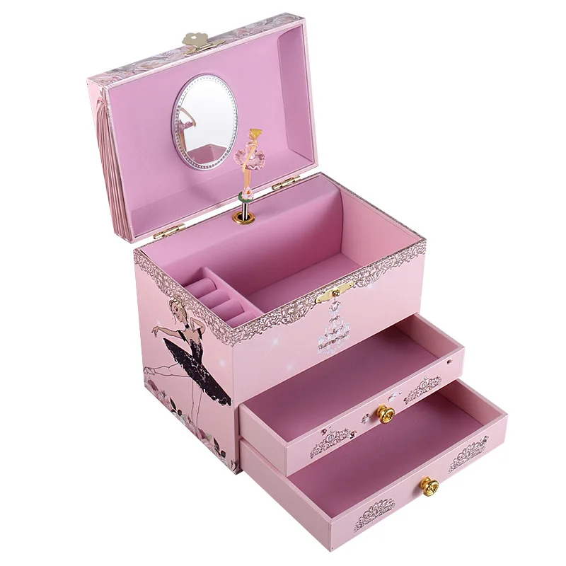 Black Swan Dance Ballet Music Box Drawer Jewelry Music Storage Box Children\'s Day Christmas Valentine\'s Day Birthday Gift