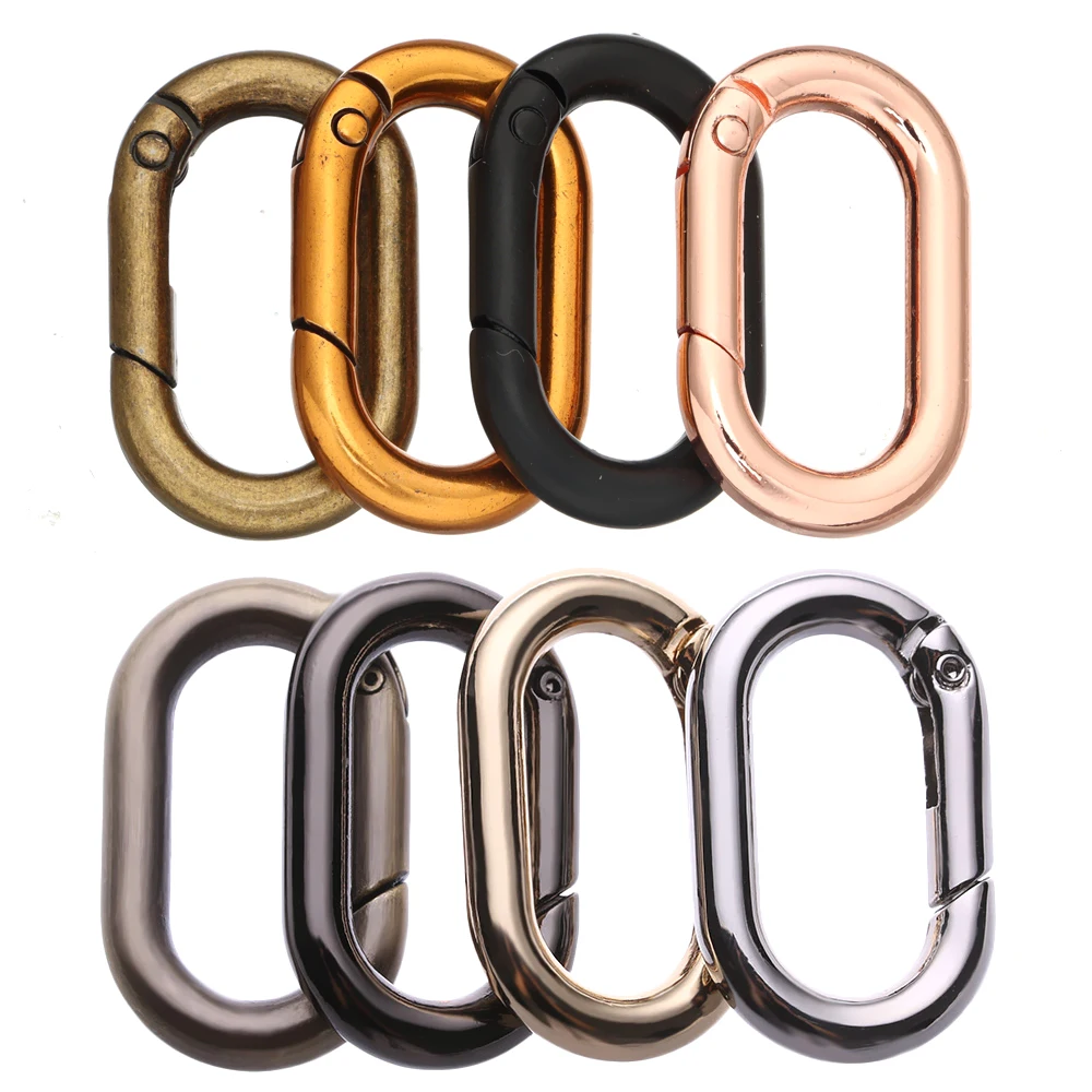 Zinc Alloy Plated Gate Spring Oval Ring Buckles Clips Carabiner Purses Handbags Oval Push Trigger Snap Hooks Carabiners