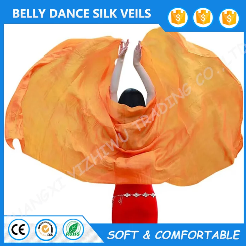 Women Solid Color Belly Dance Silk Veils Hand Dyed Pure Color Scarf Shawl Veil for Girls