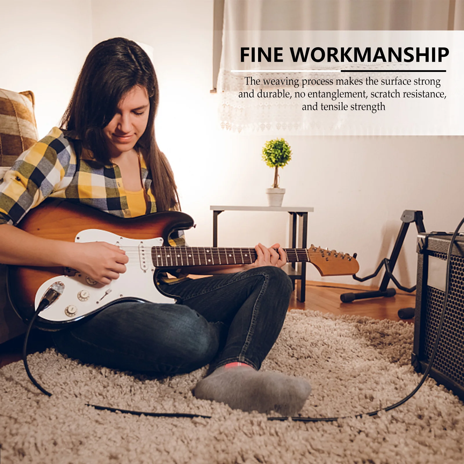 

Audio Line Amp for Electric Guitar Cable Connector Instrument Accessory Player Connecting Cord Copper Core Professional Musical