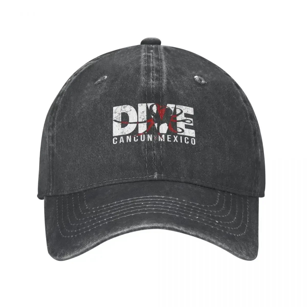 New DIVE Cancun Mexico Scuba Dive Diving Octopus Unisex Baseball Caps Distressed Washed Hats Cap Summer Unstructured Soft Sun Ca