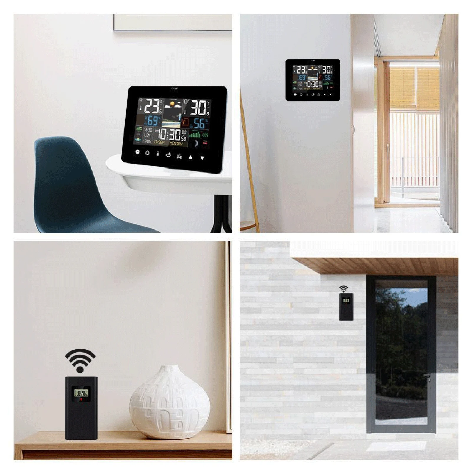 Reloj meteorológico Termómetro Higrómetro Reloj de pronóstico del tiempo Sensor RF Color de 7,8 pulgadas Fácil de leer para hora Fecha Fase lunar