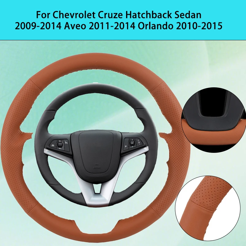 Volante de coche DIY de cuero Artificial personalizado para Chevrolet Cruze Hatchback Sedan 2009-2014 Aveo 2011-2014 Orlando 2010-2015