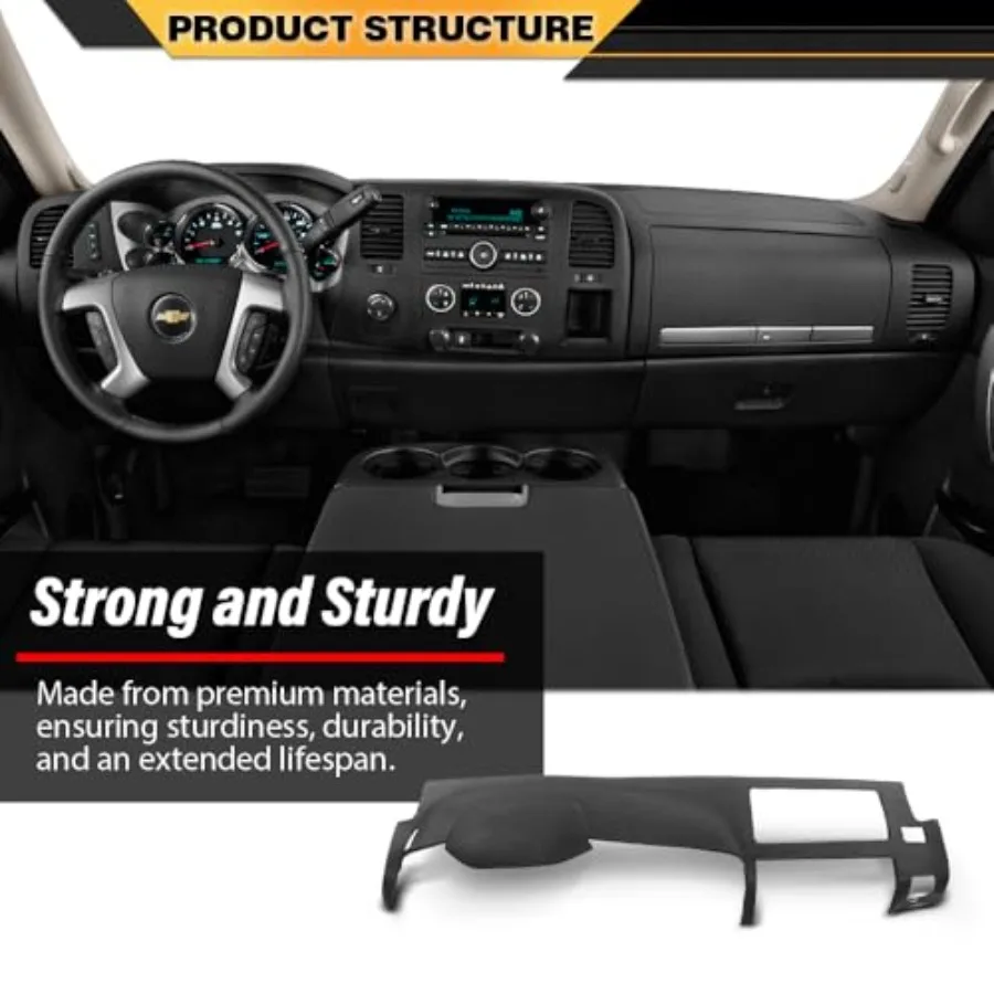 لوحة القيادة ذات غطاء القيادة المتوافقة مع Chevy Silverado GMC Sierra 20072013 Fit Dual Glovebox Style Dashes باللون الأسود فقط للمركبة