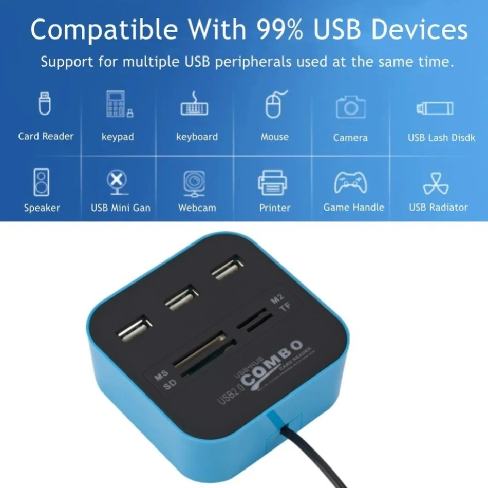 WvvMvv 3 Ports USB 2.0 Hub Com - огляд і ціна Laptop Accessories All In One