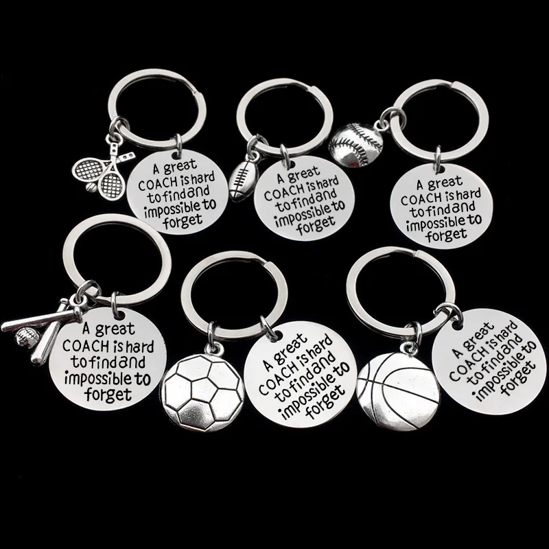 

Great Coach Tennis Soccer Volleyball Rugby baseball Keychain Keyring Stainless Steel Jewelry Accessories Pendant Gifts Fashion