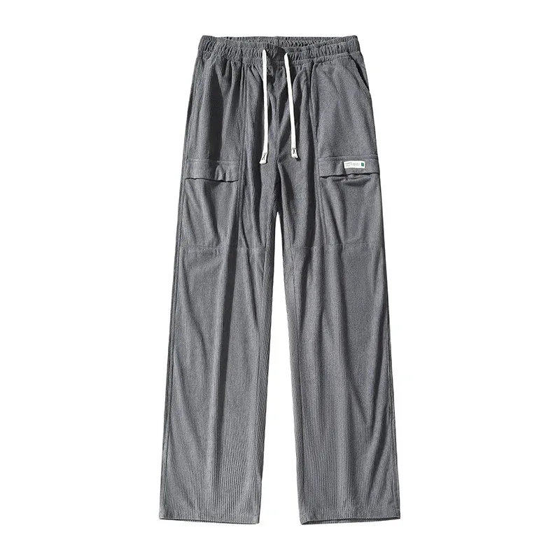 

Pure cotton large pocket casual trousers for men versatile for spring and autumn student sports straight leg work pants