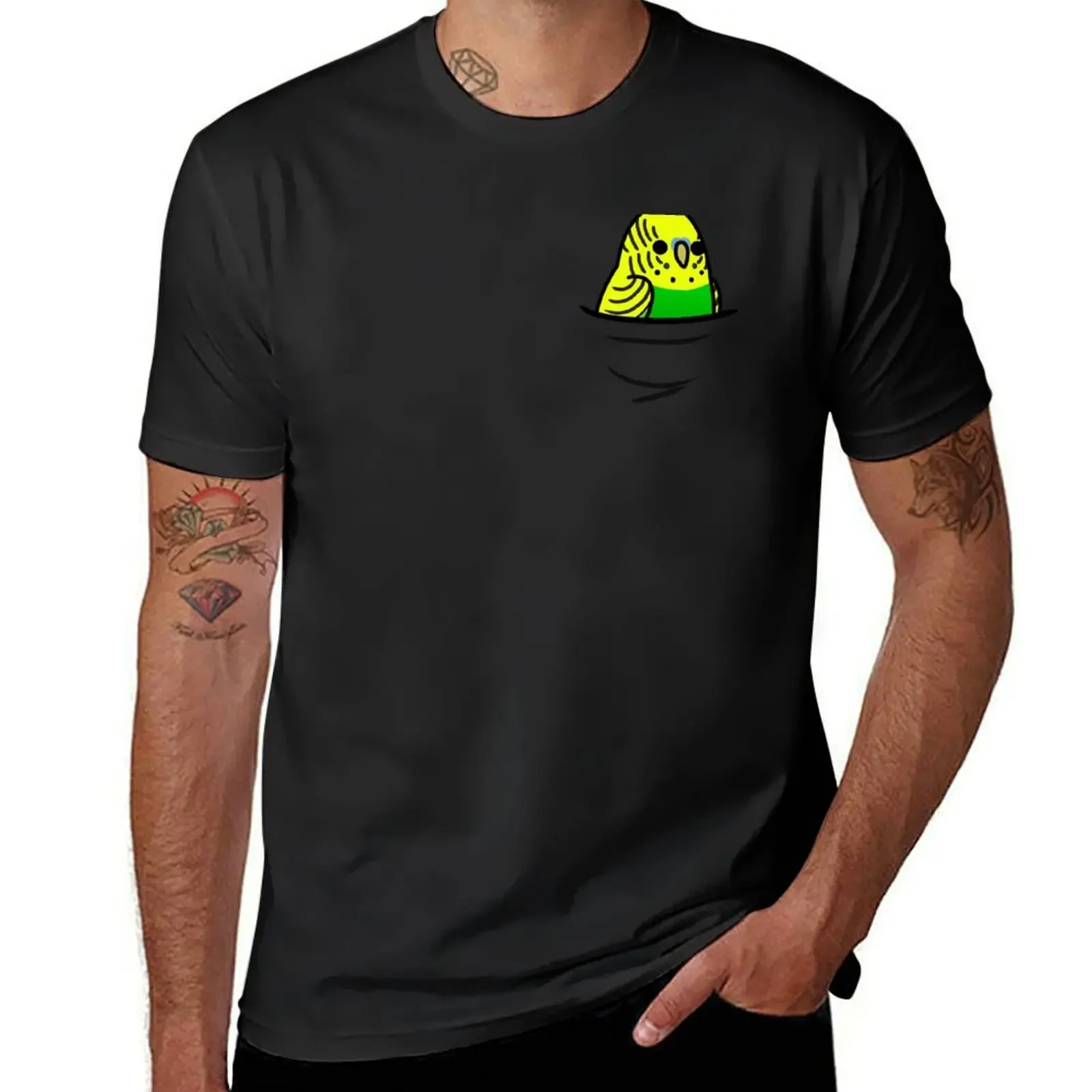 Too Many Birds! - Yellow n' Green Budgie T-Shirt summer tops graphics mens graphic t-shirts anime