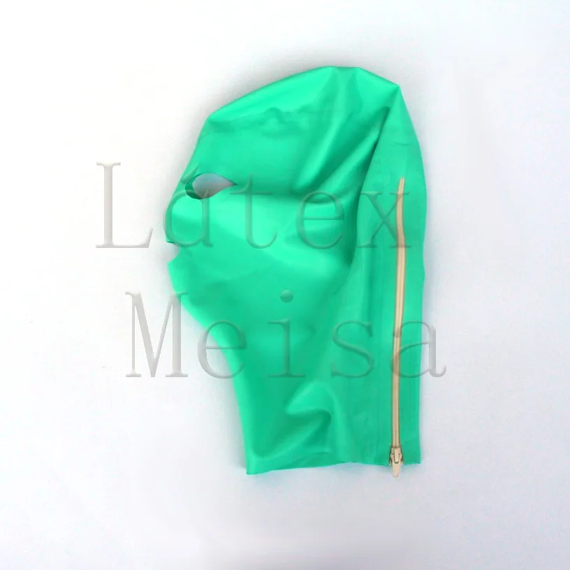 Laker – capuche Zentai en latex de couleur bleue, avec yeux ouverts, narines et bouche pour adultes