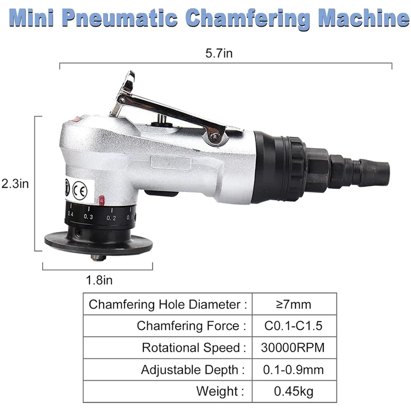 Top Deals 2 In 1 Mini Pneumatic Chamfering Machine, Air Chamfer Tool For Chamfering Metal Round Corner, 45 Degree Arc Corner, Ea