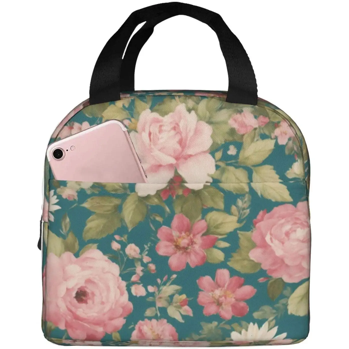 

Blossom Flower Print Lunch Bag, Lunch Tote Bag For Adult, Insulated Box, Lunch Bags For Work Picnic