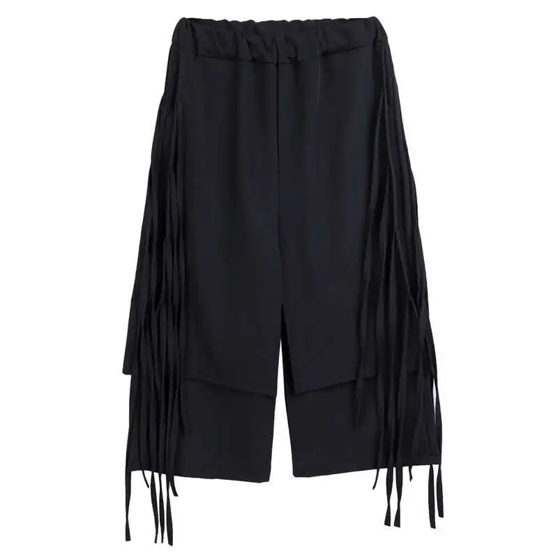 New Leg Large Point Wide Loose Nine White Black Casual Skirt Pants Trendy Men's Personalized