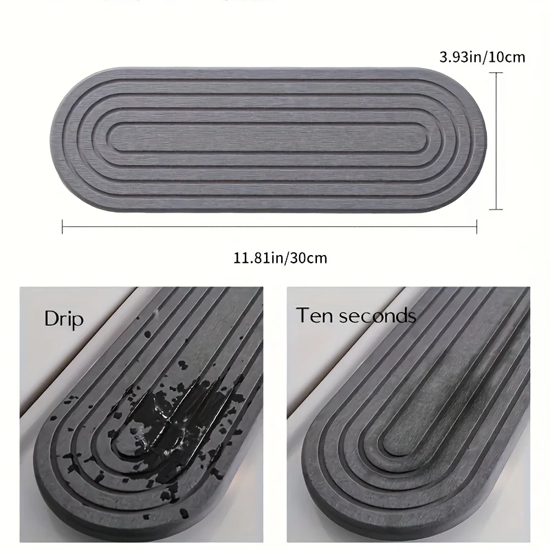1PCS Absorbent Stone Tray for Kitchen Bathroom Countertop Quick-Dry Sink Holder Faucet Diatomite Mats - Kitchen Accessory