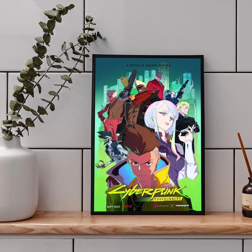 Anime C-Cyberpunk E-Edgerunners Whitepaper Poster Fancy Wall Sticker for Living Room Bar Decoration Decor Art Wall Stickers