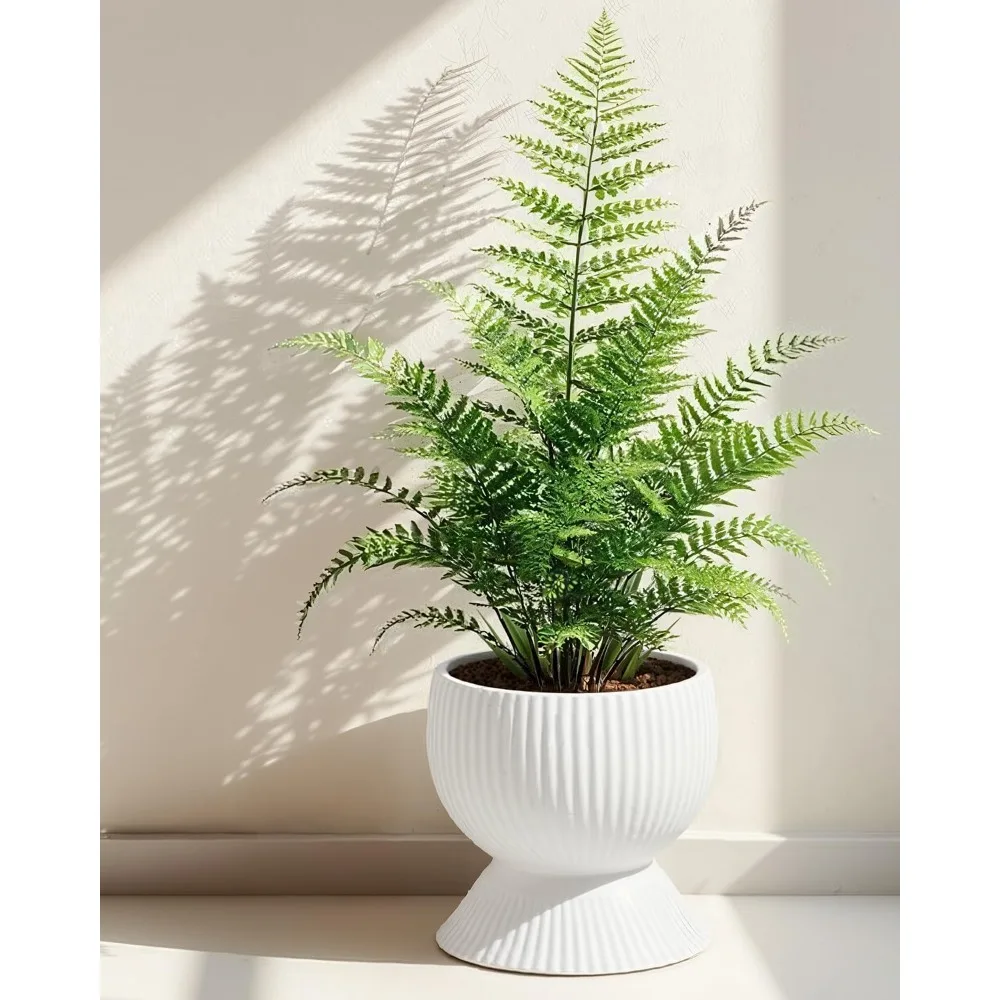 

6.7 Inch Ceramic Plant Pot with Drainage Holes, Modern Indoor Planter for Herbs Flowers Succulents, White Decorative Flower Pot